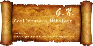 Greifenstein Nikolett névjegykártya